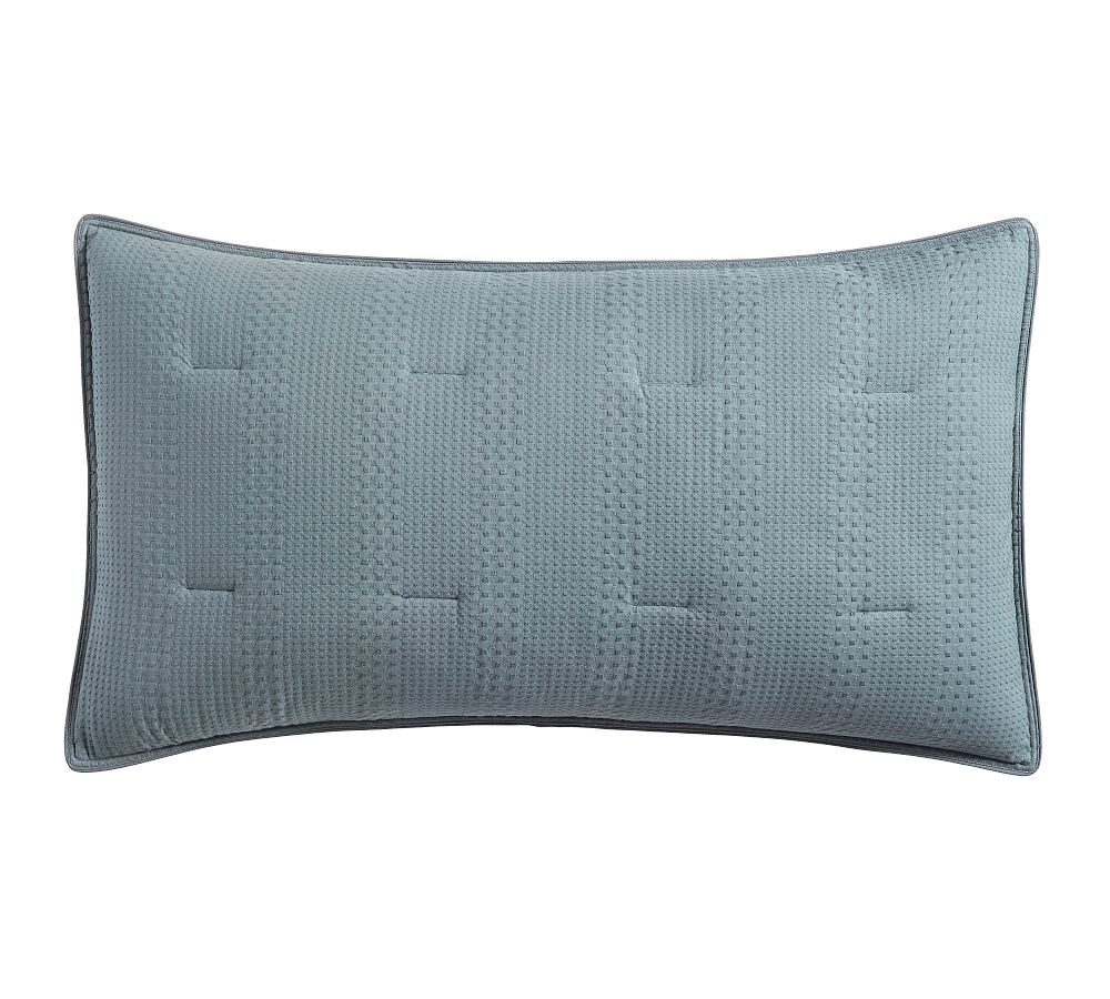 Honeycomb Cotton Comforter Sham -- Steel Blue - King