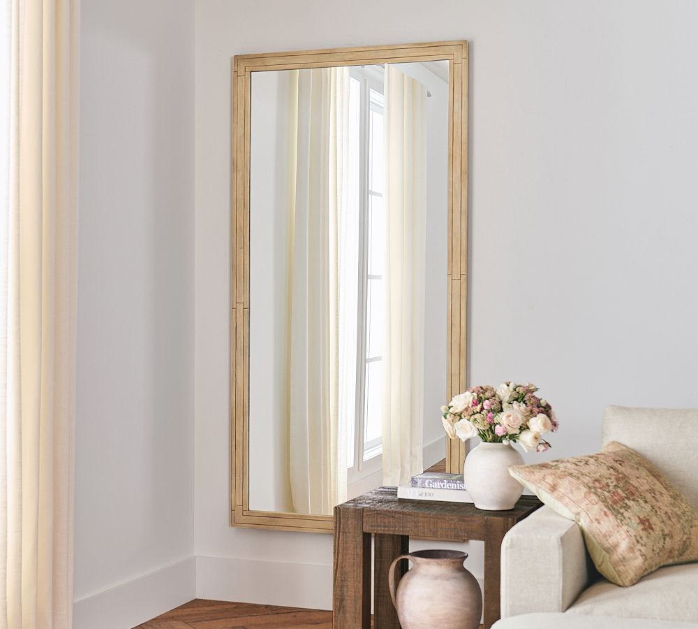 Handcrafted Wooden Rectangular Wall Mirror - Unique Design