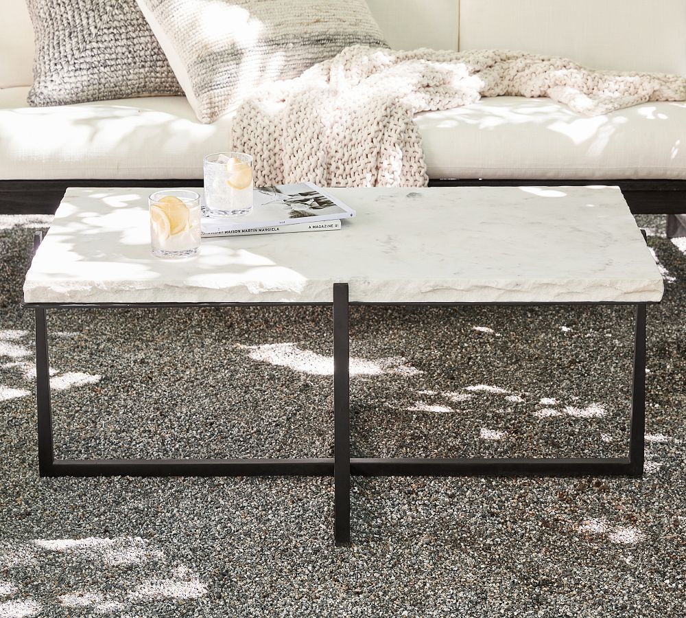 Cori Rectangular Chiseled Marble Coffee Table (42.5&quot;)