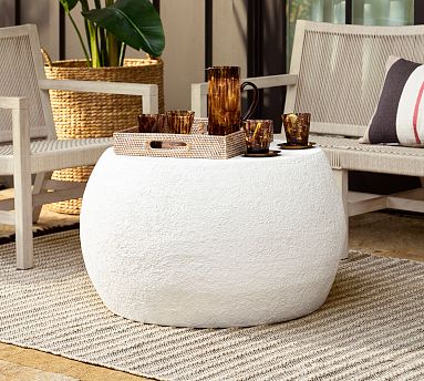 Wicker drum coffee table discount