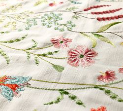 Spring Garden Embroidered Cotton Table Throw