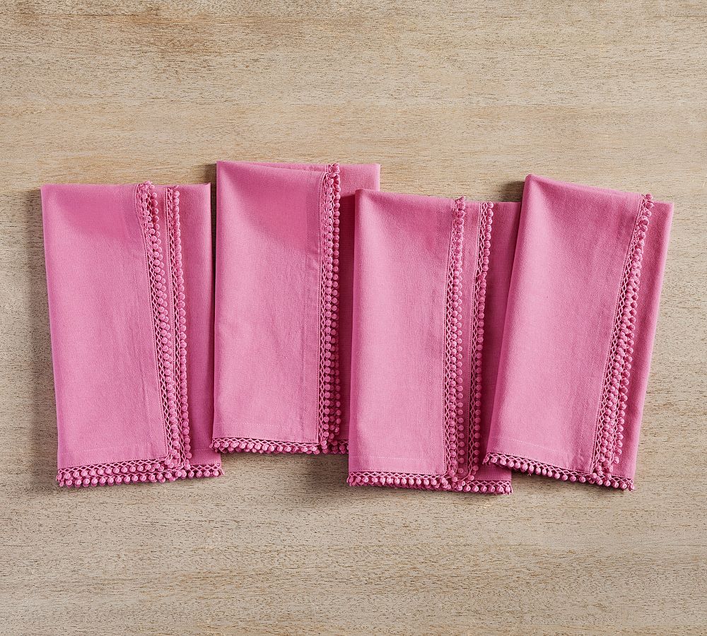 Morgan Lace Trim Organic Cotton Napkins - Set of 4