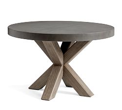 Abbott 48&quot; Concrete & Acacia Round Dining Table, Gray