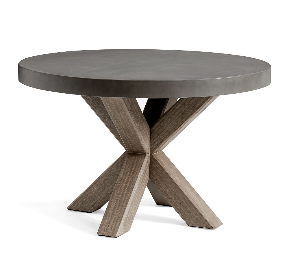 Abbott 48&quot; Concrete & Acacia Round Dining Table, Gray