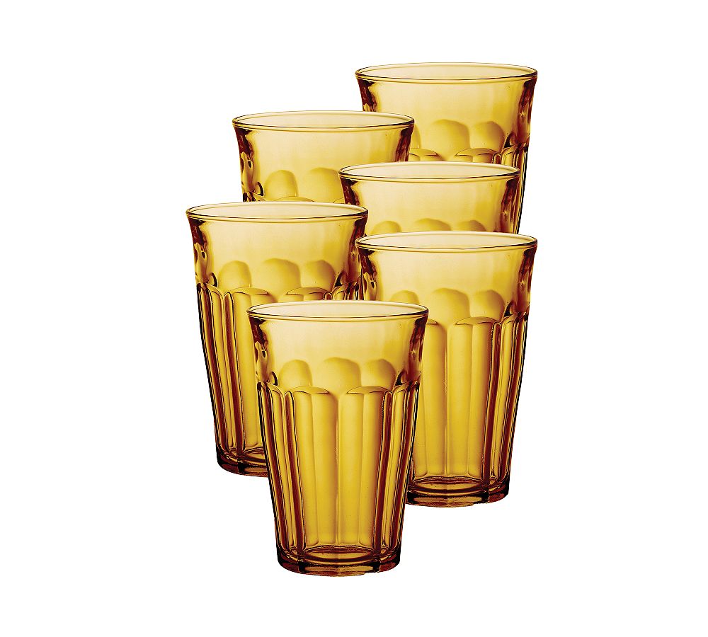 Duralex Picardie Amber Colored Drinking Glasses - 12 1/8