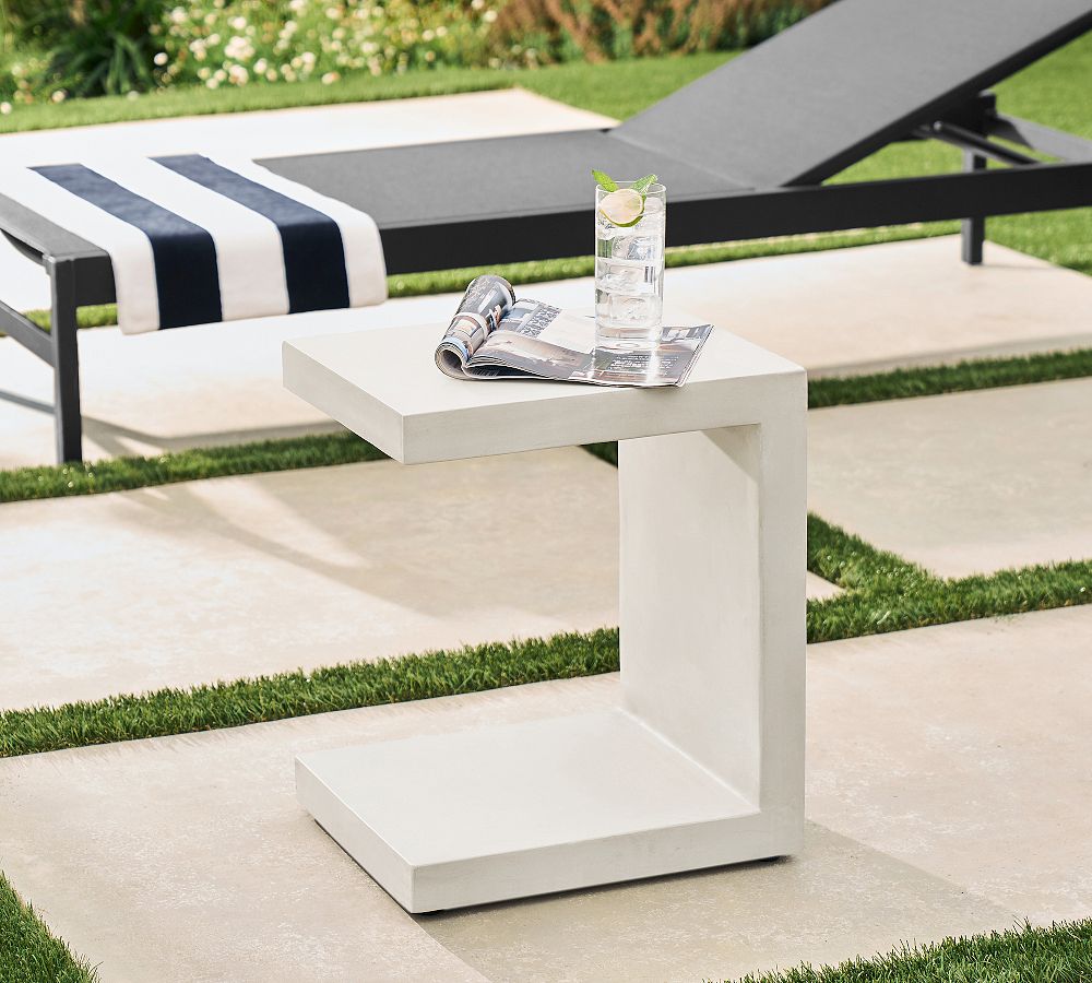 Pomona Concrete Rectangular Outdoor C-Table (17&quot;)