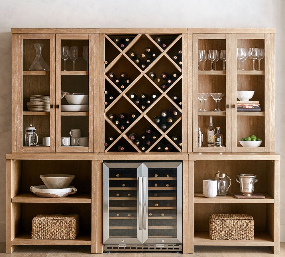 Modern Farmhouse Wine Storage with Hutch (102&quot;)