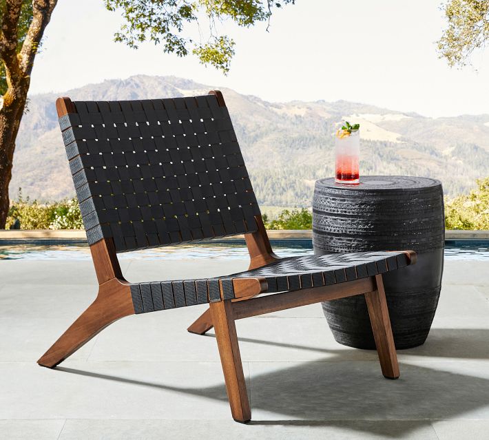 Abbott Acacia Woven Outdoor Lounge Chair Pottery Barn