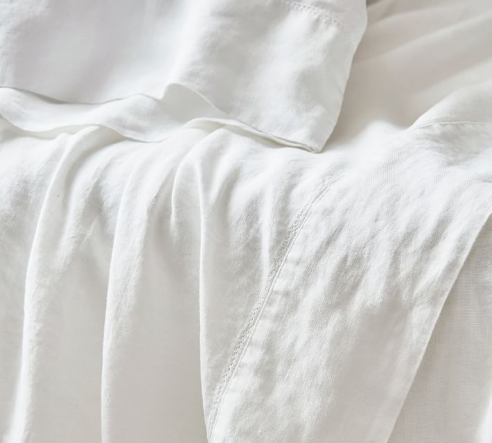 Pottery buy Barn BELGIAN FLAX LINEN Sheets Queen white