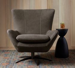 Wells Leather Petite Swivel Chair