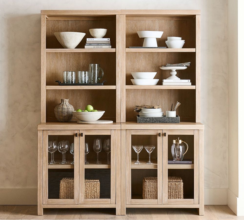 Modern Farmhouse Shelf with Display Cabinets (68&quot;)