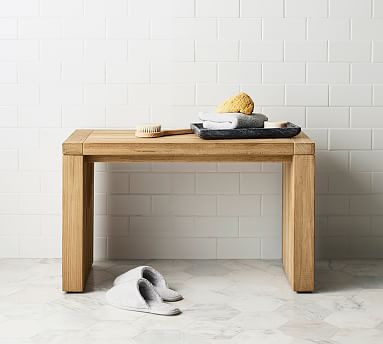 Contemporary Teak Shower Bench in Natural Finish Contemporary Teak Shower Bench in Natural Finish