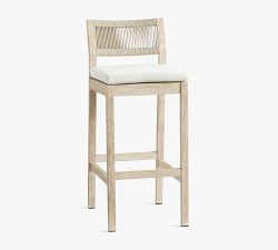 Indio Coastal Mahogany &amp; Rope Outdoor Barstool