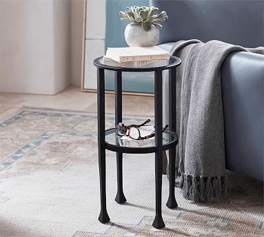 Small round glass side table discount