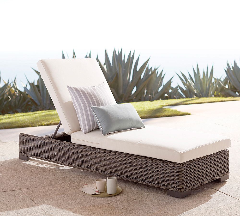 Huntington Wicker Outdoor Chaise Lounge | Pottery Barn