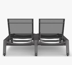 Indio Metal &amp; Mesh Outdoor Double Chaise Lounge with Wheels