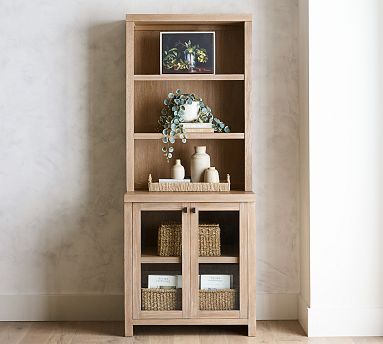 Modern Farmhouse 34 Shelf with Display Cabinet