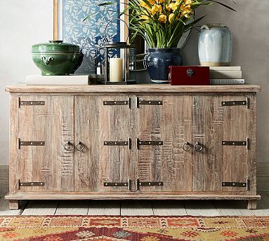 Rustic wood media console sales