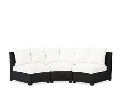 Palmetto All-Weather Wicker 3-Piece Rounded Armless Sectional Set, Black