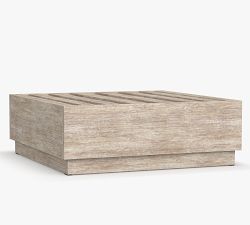 Indio Eucalyptus Modern Platform Outdoor Ottoman (33&quot;)