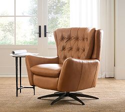 Wells Tufted Leather Swivel Recliner