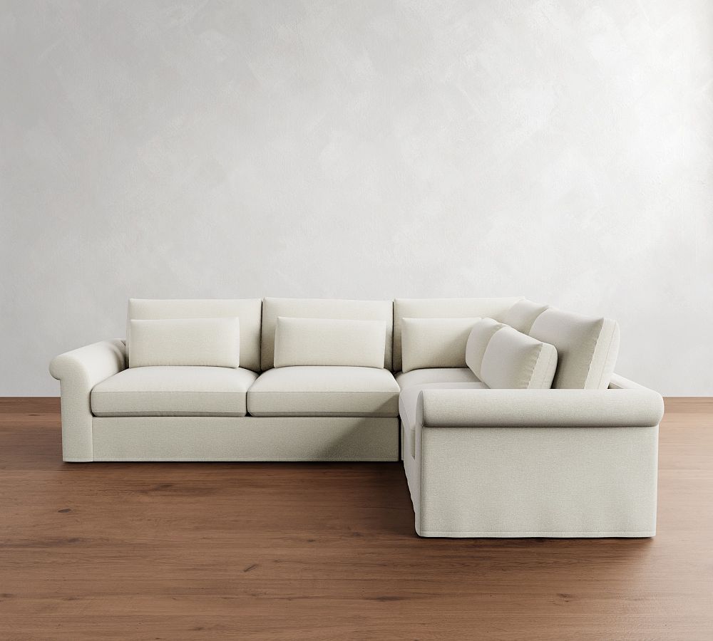 Westwood Roll Arm Deep Seat Slipcovered 3-Piece Sectional (125&quot;)