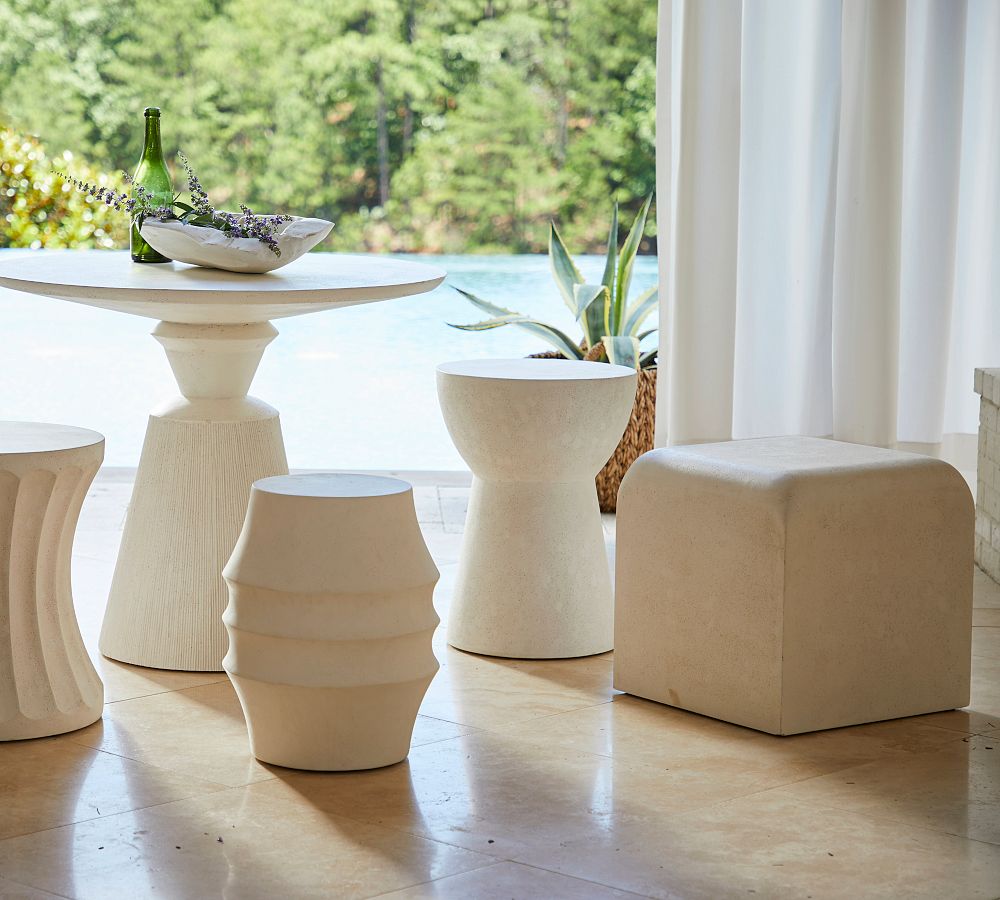 Cowey Cast Stone Square Accent Stool