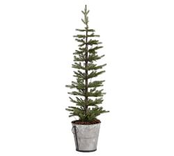 Pre-Lit Pine Trees in Galvanized Bucket