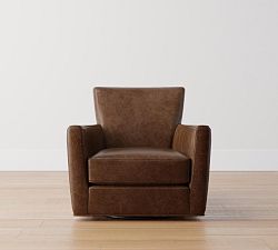 Open Box: Irving Square Arm Leather Swivel Glider