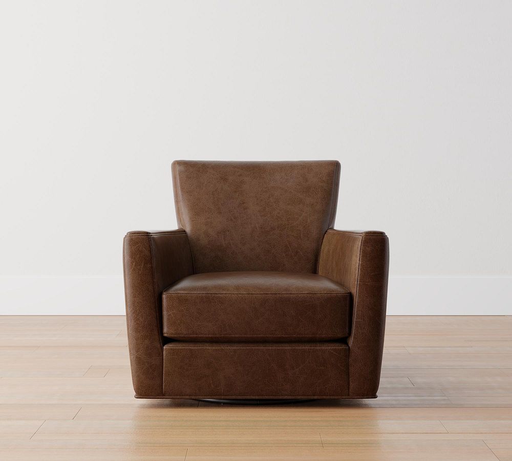 Open Box: Irving Square Arm Leather Swivel Glider