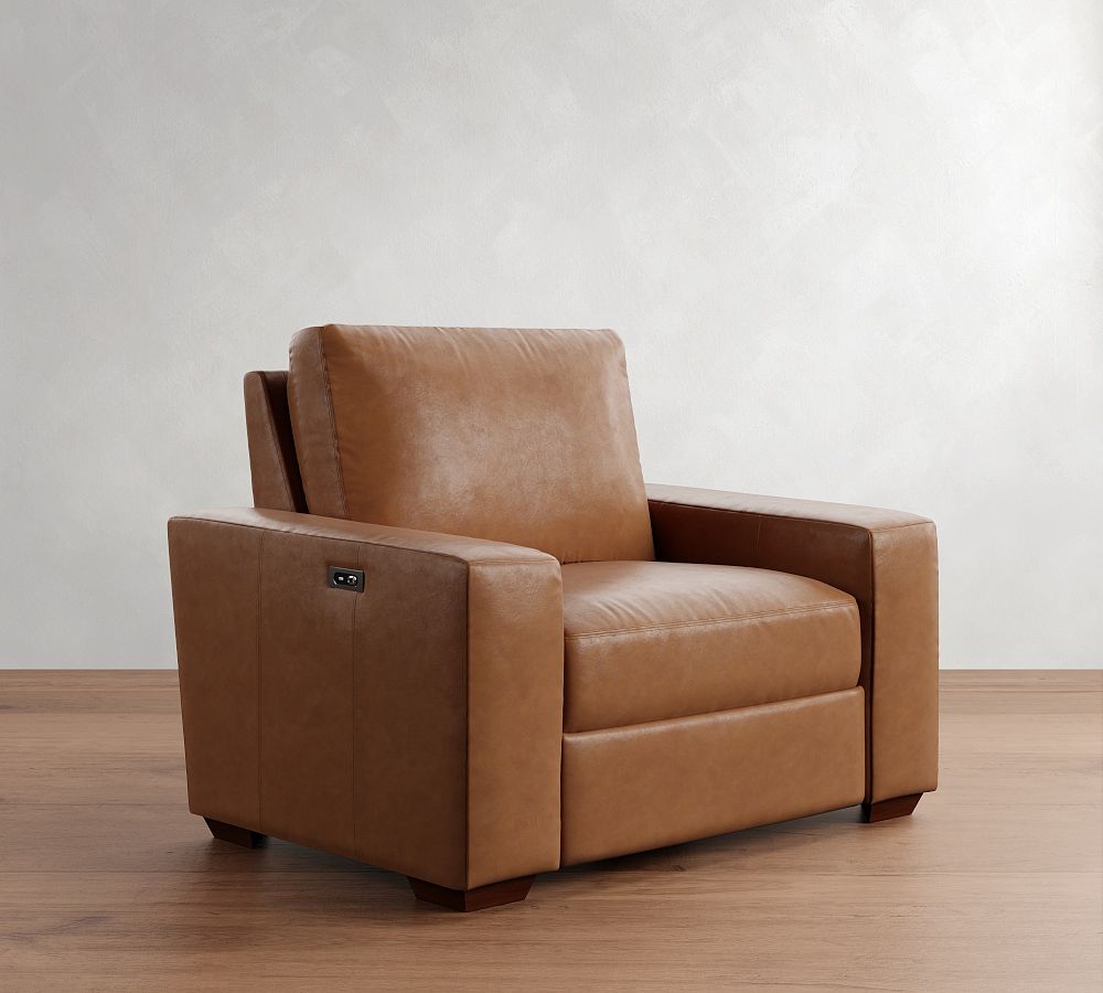 Big Sur Square Arm Leather Power Recliner