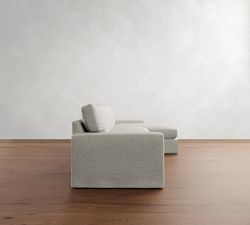 PB Comfort Modern Square Arm Slipcovered Chaise Sectional (100&quot;-126&quot;)