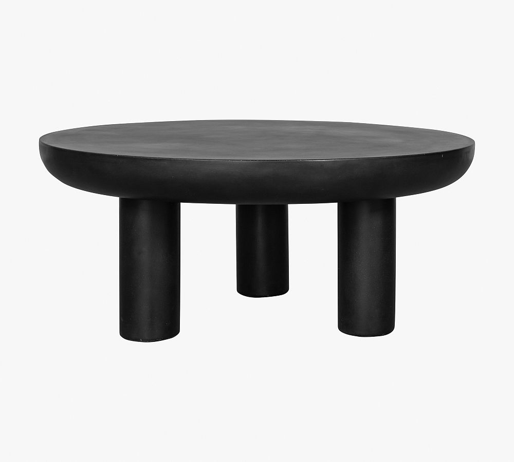Alina Black Concrete Round Outdoor Coffee Table (36")