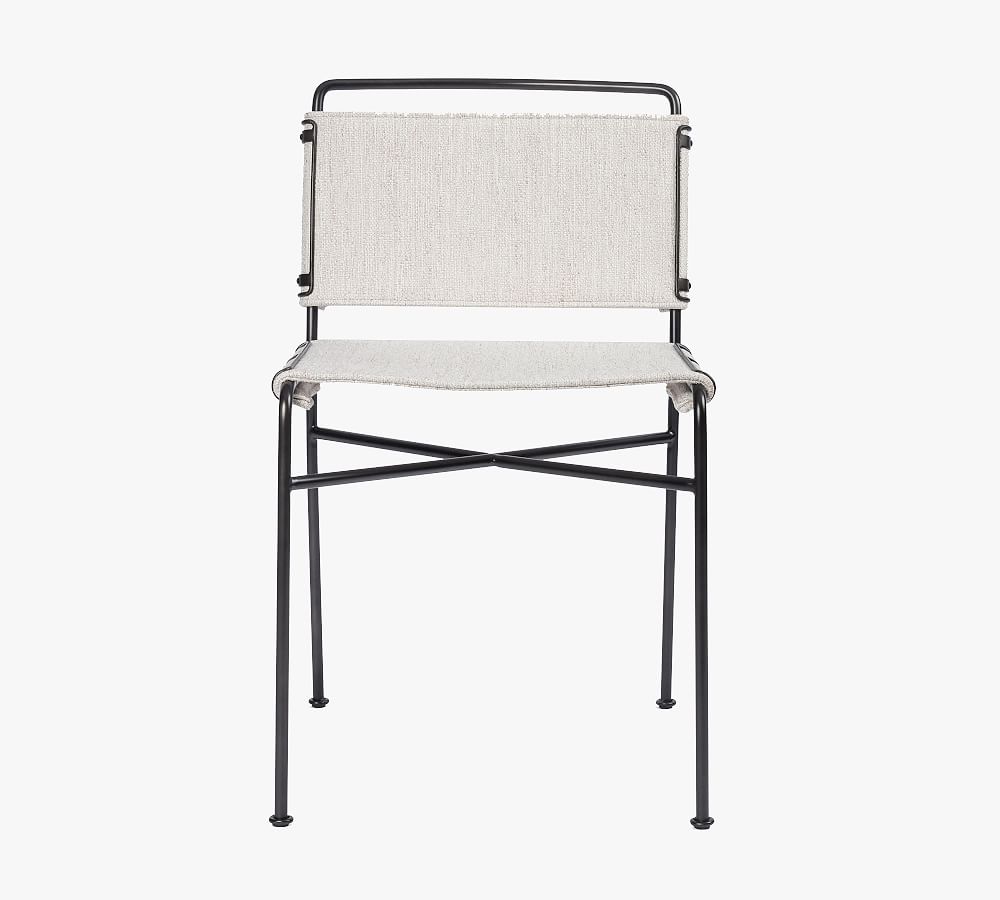 Avant Natural 20'' White Faux Leather and Metal Side Chair