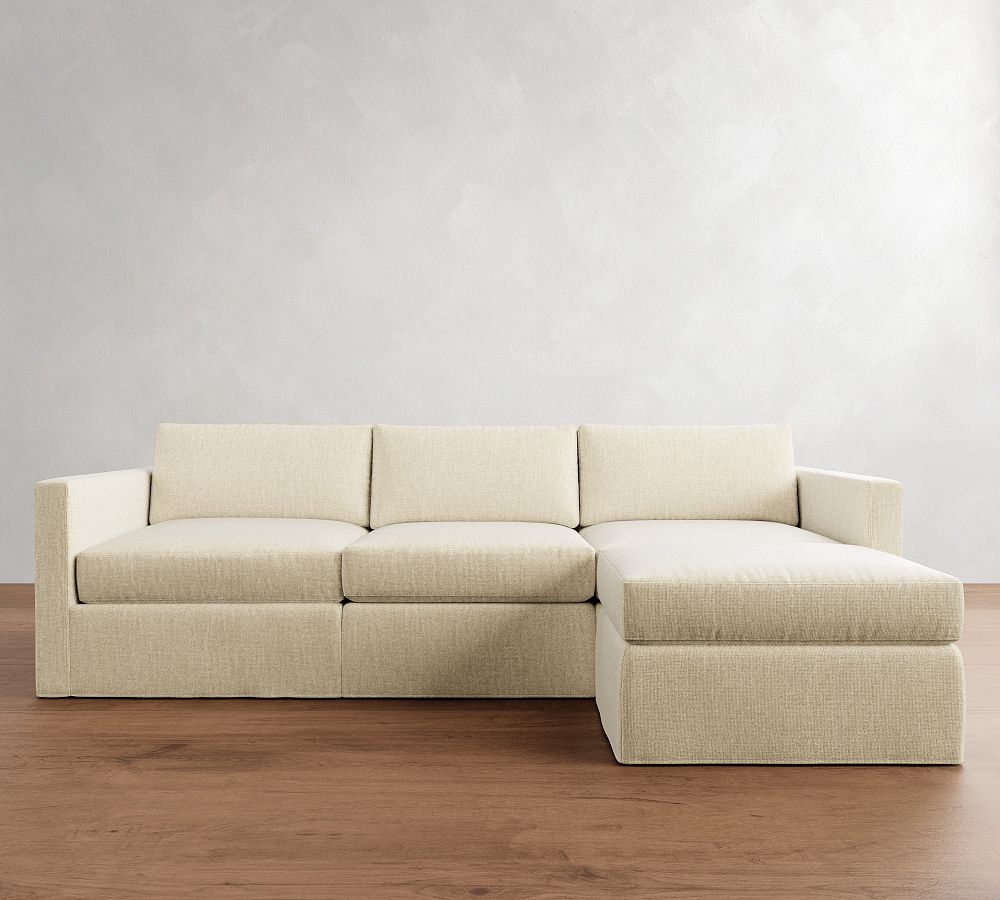 Carmel Slim Arm Slipcovered Modular Chaise Sectional (107&quot;&ndash;139&quot;)