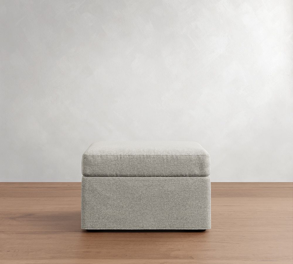 Cameron Modern Square Arm Slipcovered Storage Ottoman