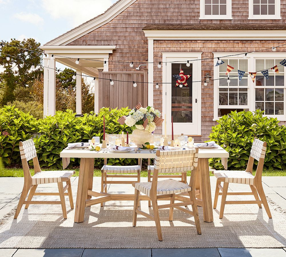 Rustic Farmhouse Concrete-Top Rectangular Outdoor Dining Table (74&quot;)