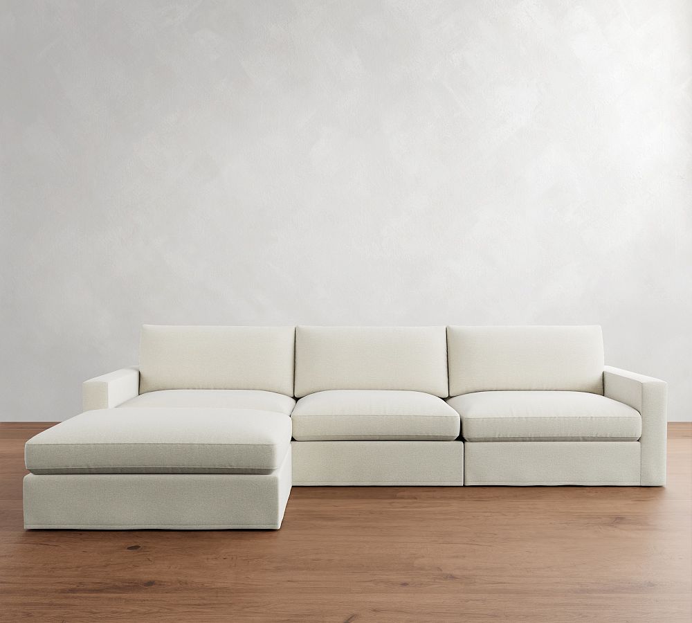 Westwood Square Arm Slipcovered Modular Chaise Sectional (143&quot;)