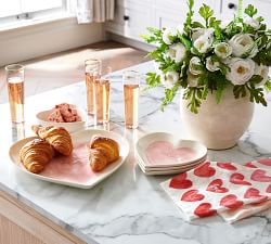 Watercolor Heart Shaped Stoneware Serving Platter