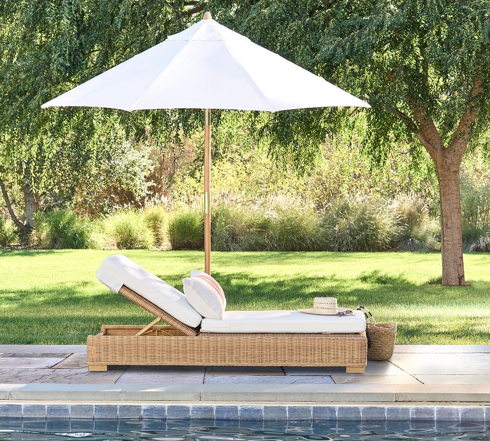 Huntington Wicker Outdoor Chaise Lounge | Pottery Barn