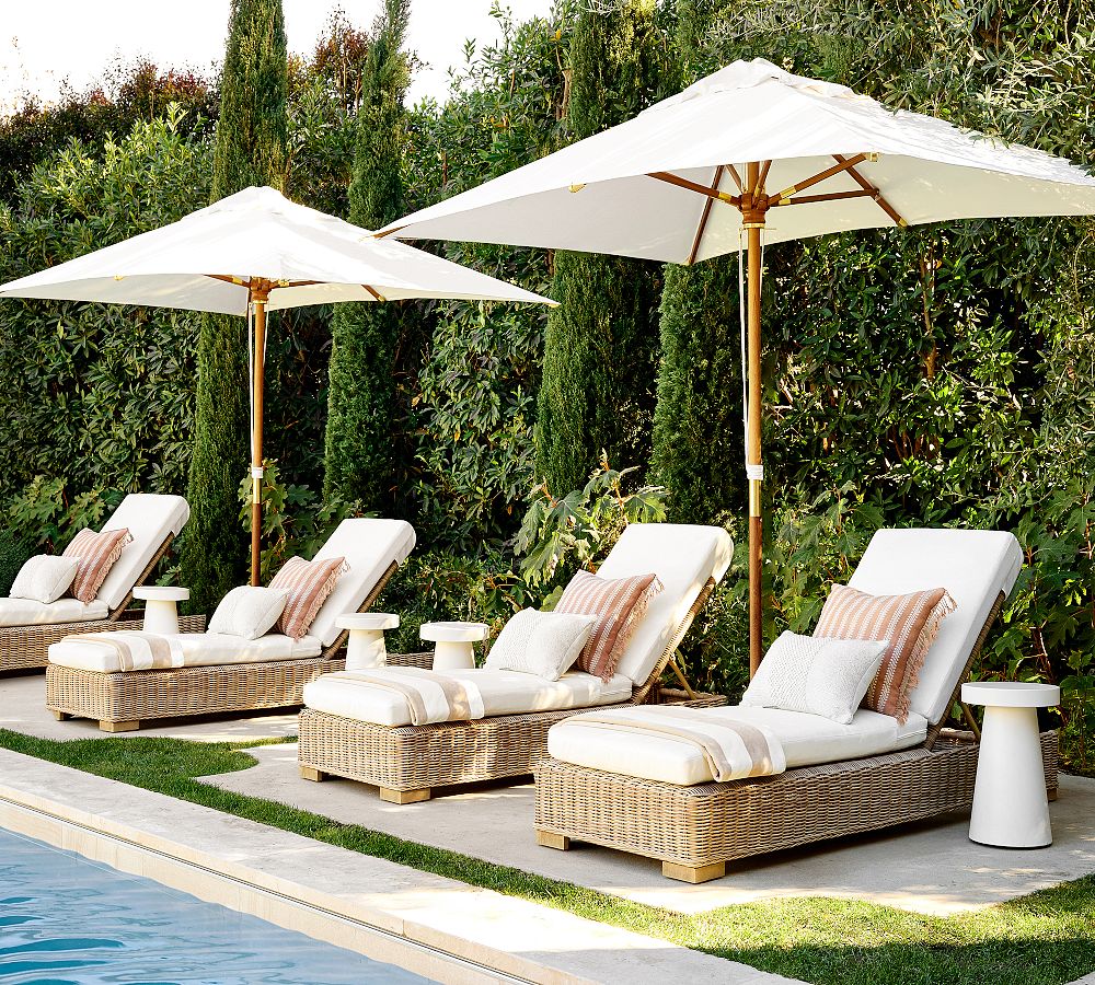 Huntington Wicker Outdoor Chaise Lounge | Pottery Barn