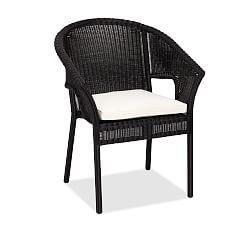 Palmetto All-Weather Wicker Stacking Chair with Cushion, Black