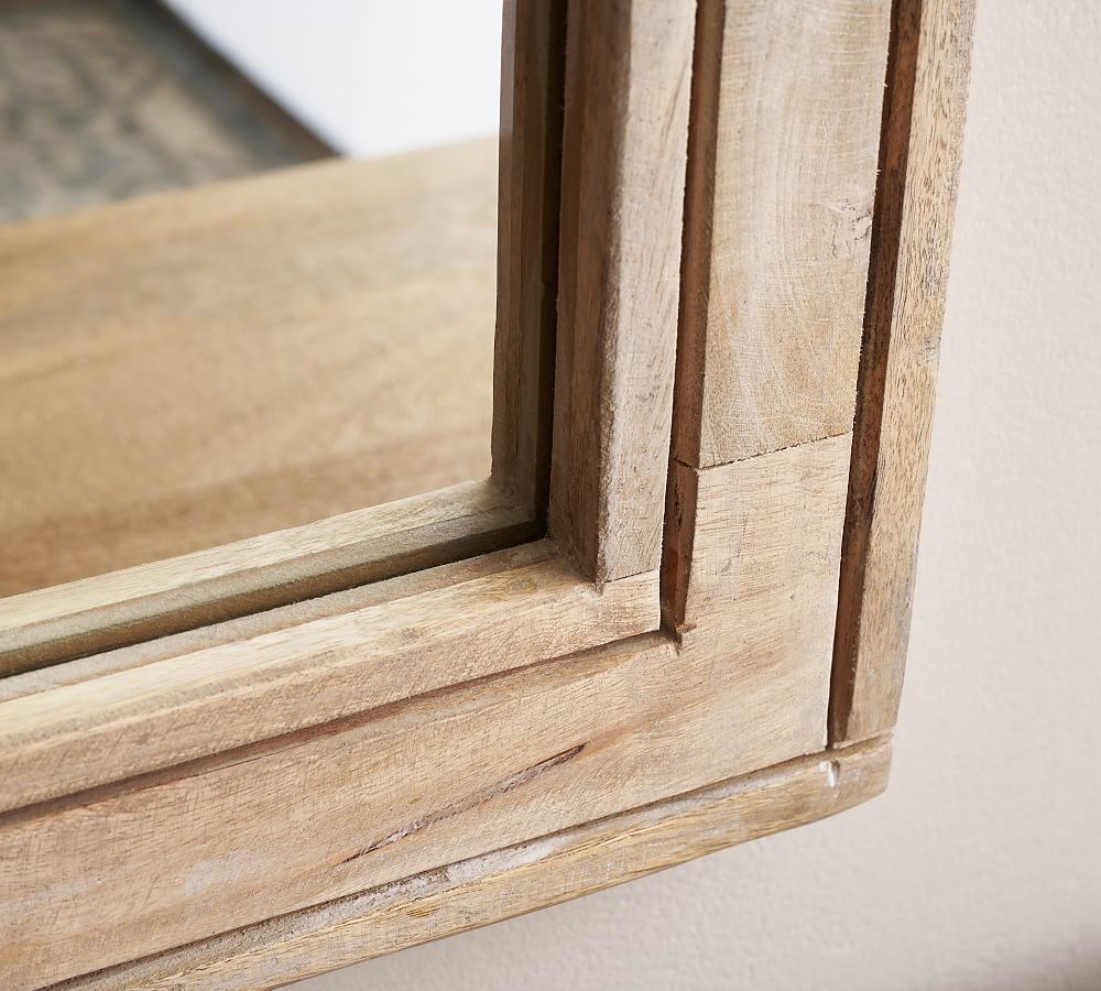 Handcrafted Wooden Rectangular Wall Mirror - Unique Design