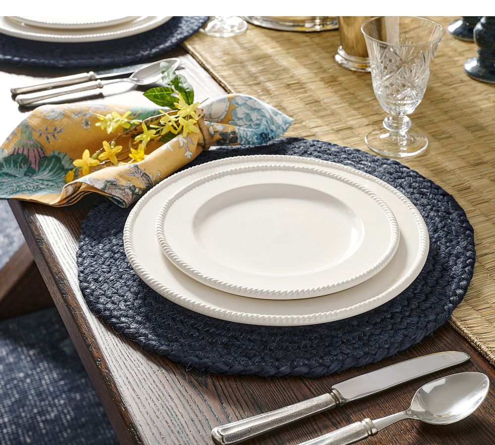 Pottery Barn Heirloom Rope Rim Stoneware Salad Plates