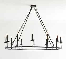 Remington Iron Round Ceiling-Mounted Chandelier (50&quot;)