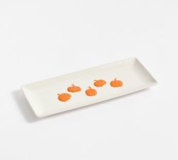 Jack-O&rsquo;-Lantern Whimsy Stoneware Cookie Platter