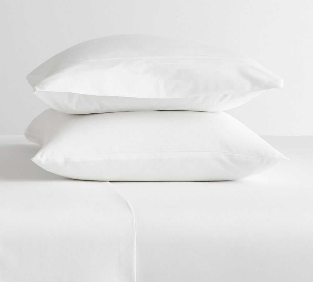 400-Thread-Count Organic Percale Pillowcases - Set of 2 (Standard, White)