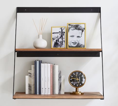Trenton Tiered Shelf, Aged Wood & Iron, 24.25