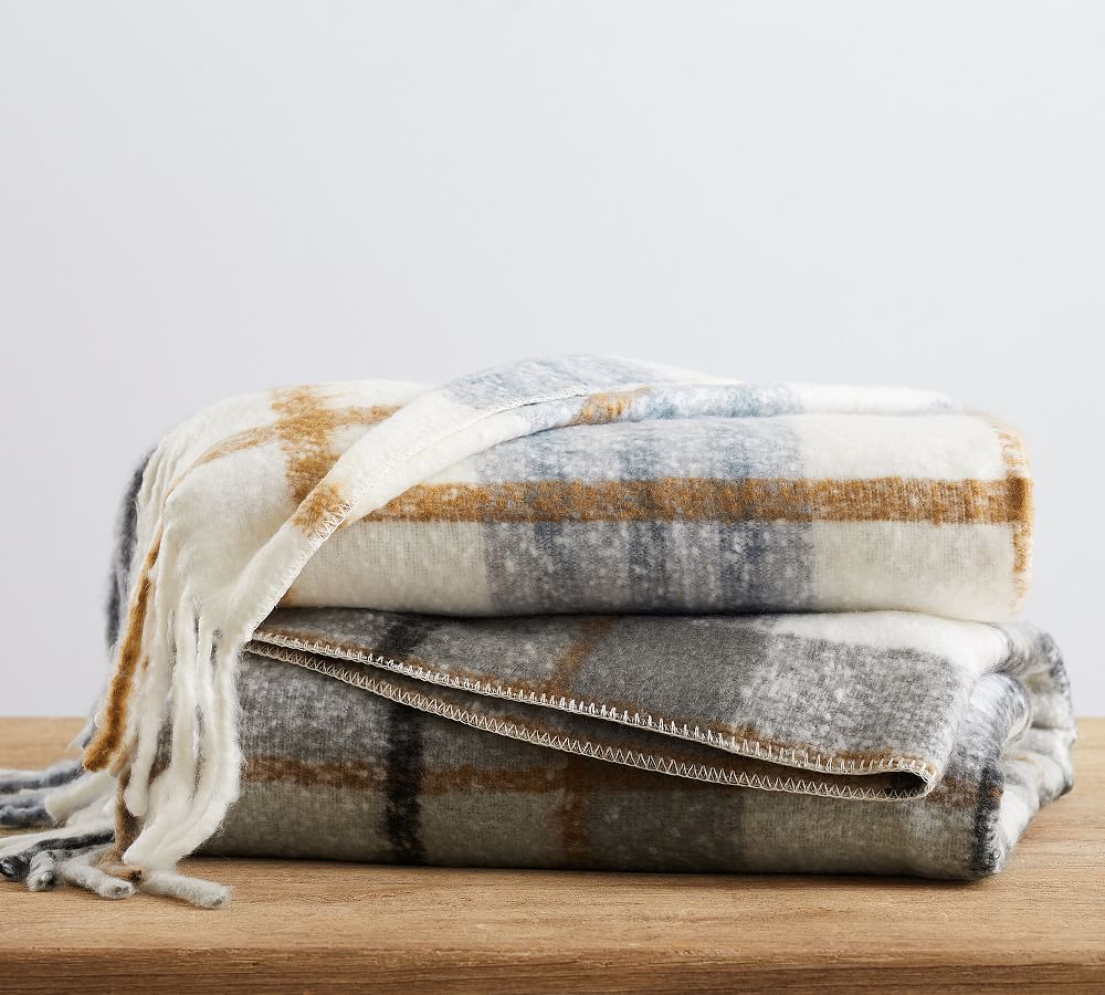 Easton Plaid Mohair Throw