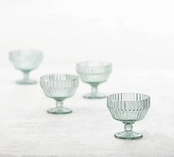 Fluted Glass Footed Bowl - Set of 4